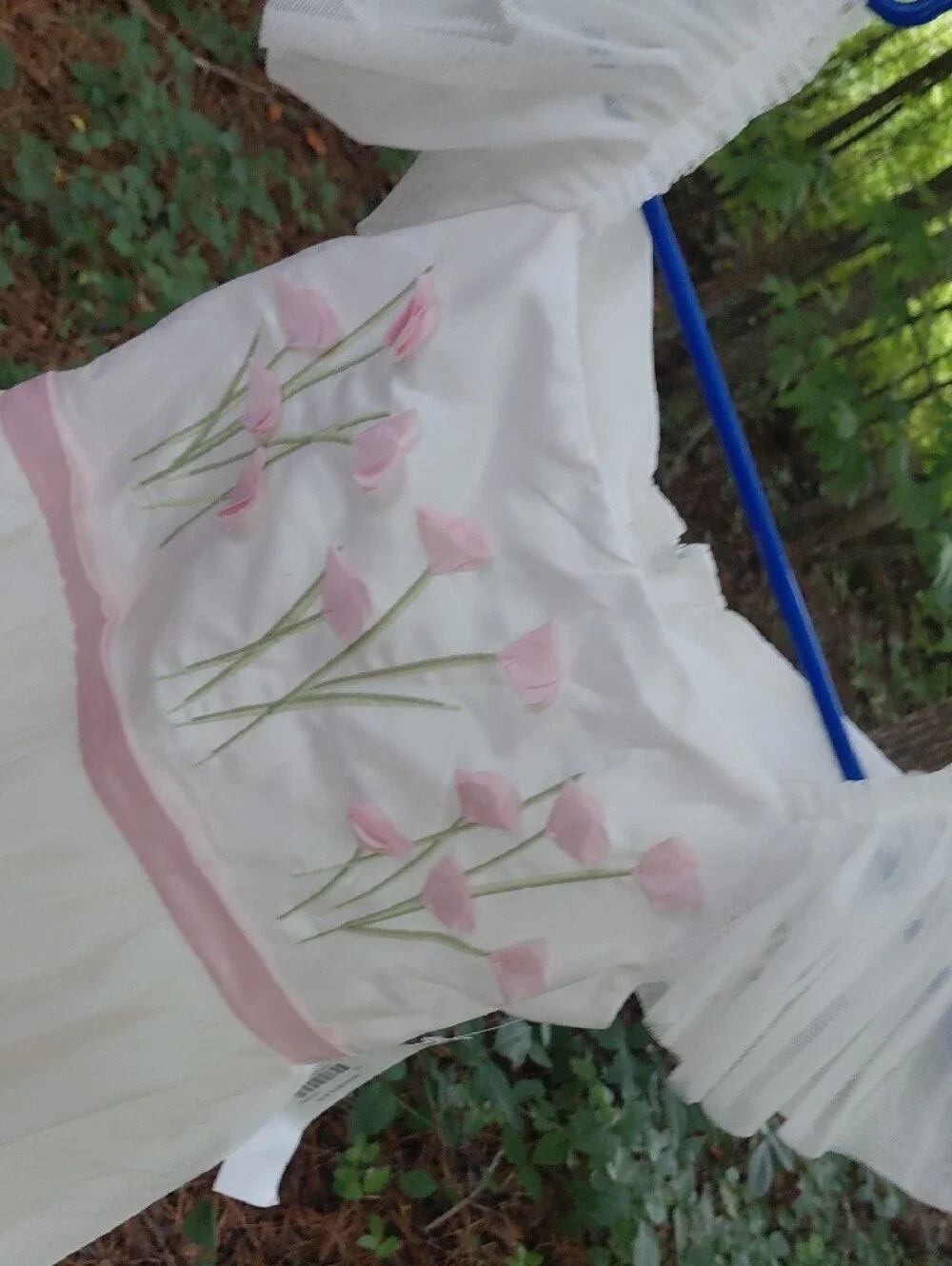 Biscotti White Formal Dress with Pink Floral Embroidery